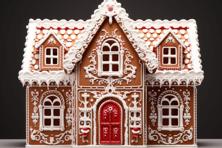 Christmas gingerbread home on the black background. AI generated illustrationの素材