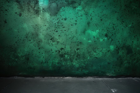Concrete green wall. Background with distressed grunge texture. Generative AI illustrationの素材