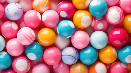 Gumballs background. Colorful candies. Assorted brightly colored dragees. Generative AI illustrationの素材