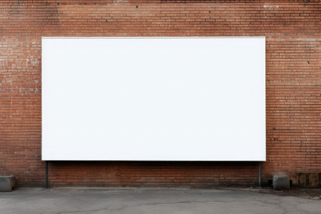 Blank billboard template in front of a wall made of bricks. Generative AI illustrationの素材