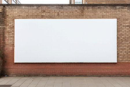 Blank billboard template in front of a wall made of bricks. Generative AI illustrationの素材