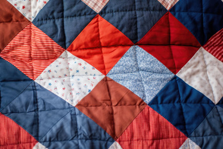 Color handmade blanket in style patchwork. Patchwork quilt. Generative AI illustrationの素材