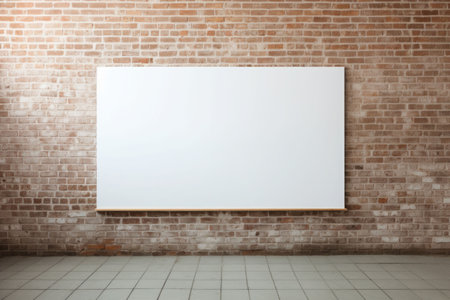 Blank billboard template in front of a wall made of bricks. Generative AI illustrationの素材
