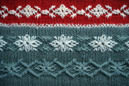 Retro handmade Christmas sweater knit texture. Generative AI illustrationの素材