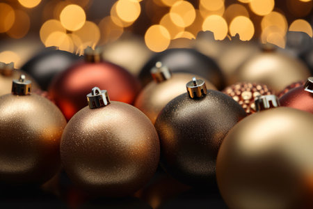 Christmas balls texture. Holiday with colorful shiny brilliant christmas balls. Generative AI illustrationの素材