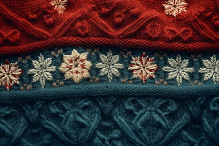 Christmas knitted winter sweater with pattern. Generative AI illustrationの素材