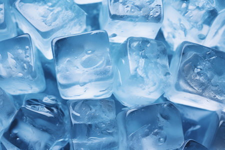 Crystal clear ice cubes as background, top view. Generative AI illustrationの素材