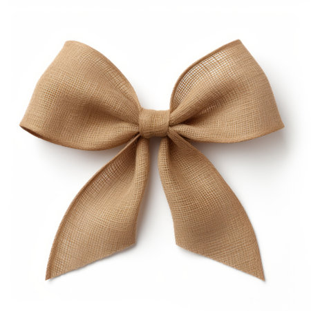 Bow made from burlap on white background. Generative AI illustrationの素材
