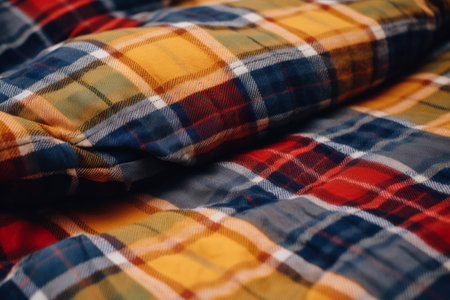 Flannel quilt pattern. Winter textile background. Generative AI illustrationの素材