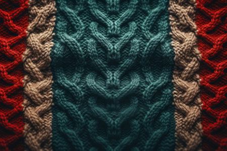 Retro handmade Christmas sweater knit texture. Generative AI illustrationの素材