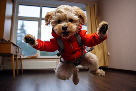 Adorable dog dressed in cute outfits and stylish accessories. Generative AI illustrationの素材