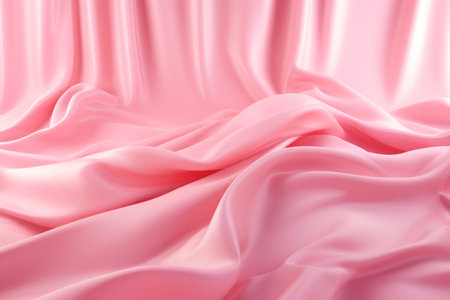 Pink silk curtains on pink background. Light luxury elegant fabric background. Generative AI illustrationの素材