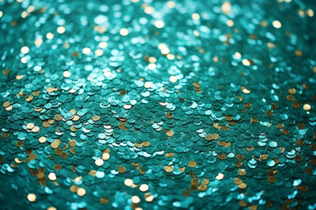 Abstract turquoise glitter sparkle background. Party invitation or poster. Generative AI illustrationの素材