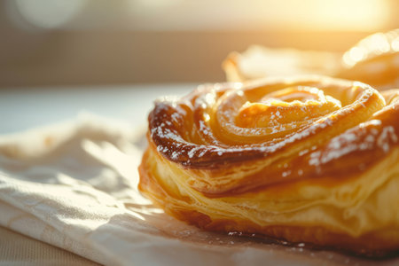 A lot of homemade sweet pastries. Bakery products. Generative AI illustrationの素材