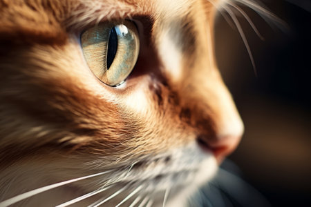 Cat's face with expressive eyes. Pets and lifestyle concept. Generative AI illustrationの素材