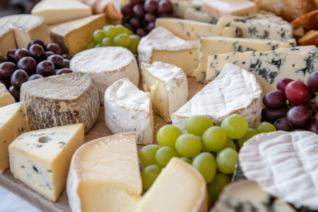 Different sort of locally produced cheeses. Generative AI illustrationの素材