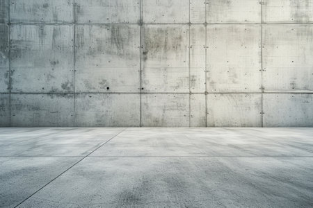 Wide blank concrete textured wall and floor. Generative AI illustrationの素材