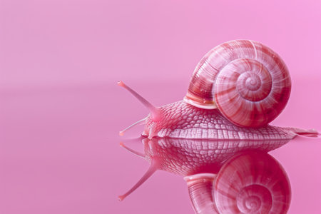 Snail and cream on pink background. Ingredients of rejuvenating cream and slime of snails. Cosmetics and skin care concept. Generative AI illustration