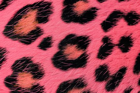 Pink and black fur leopard print background. Generative AI illustrationの素材