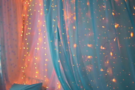 Wall adorned with twinkling stars in a kid's room. Generative AI illustrationの素材