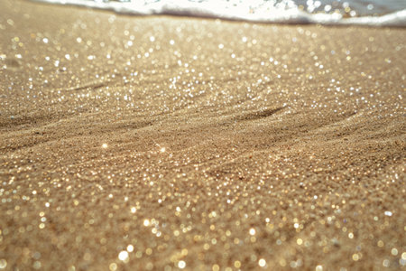 Beach sand texture sparkling under the sunlight. Generative AI illustrationの素材