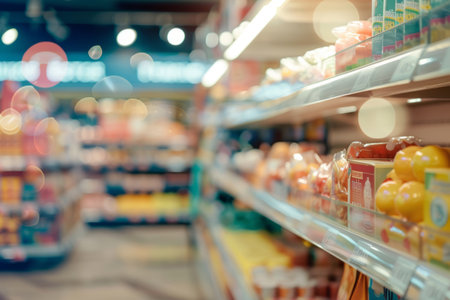 A colorful shelf of products and goods in shopping mallの素材