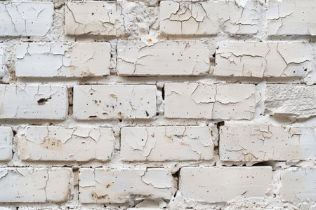 Rough white painted brick wall with textured surface. Industrial and urban backgroundの素材