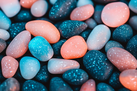 Colorful polished stones with smooth and shiny textureの素材