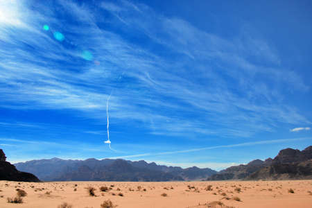 Blue sky in desert of Jordanの写真素材