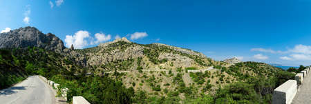a road is in the mountains of Crimea, road leading in Novij Svitの写真素材