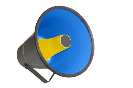 megaphone close up on white background no war