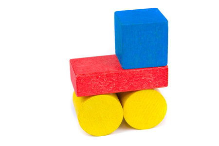 wooden blocks isolated on white backgroundの写真素材