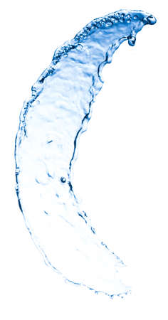 High resolution, beautiful splash of fresh, blue water. Isolated on white backgroundの写真素材