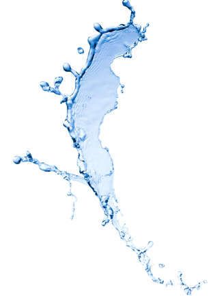 High resolution, beautiful splash of fresh, blue water. Isolated on white backgroundの写真素材