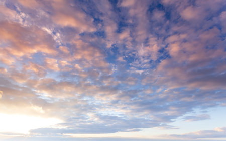 Clouds in the sky at dusk. The sky before sunsetの写真素材