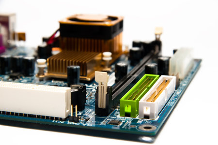 Modern Electronics Research, Development Facility: Black Female Engineer Does Computer Motherboard Soldering. Scientists Design PCB, Silicon Microchips, Semiconductors. Medium Close-up Shotの写真素材