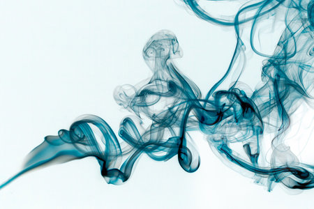 Movement of smoke, Abstract blue smoke on white background, blue background,blue ink backgroundの写真素材