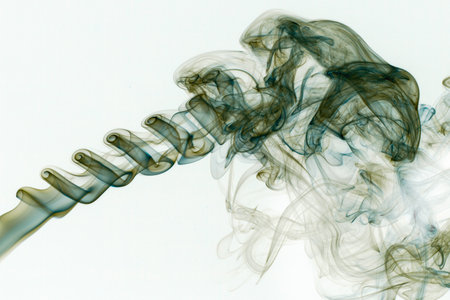 Movement of smoke, Abstract blue smoke on white background, blue background,blue ink backgroundの写真素材