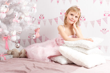 Beautiful young girl with firの写真素材