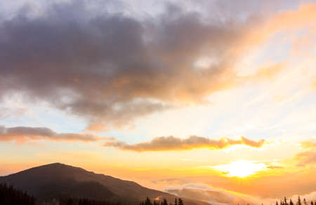 The Carpathian Mountains. A beautiful mountain landscape. Nature in the mountains. Beautiful clouds.の写真素材
