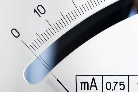 scale with an arrow on a white background. Device for measuring the strength of electric current.の写真素材