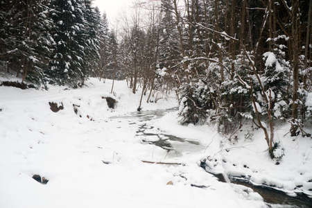 Rivers in winter, with snow and iceの写真素材