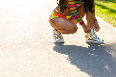 Active lifestyle. Fitness woman exercising outdoors