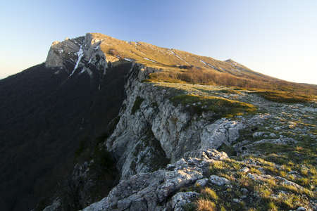 A wonderful and unusually beautiful landscape overlooking the high plateau of the Crimean mountains. Clean and reasonable nature of Crimea. Ukraine, territory occupied by the Russian Federation.の写真素材