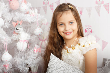 portrait of the girl which smiles. girl with firの写真素材