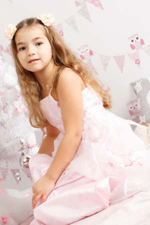 portrait of the girl which smiles. girl with firの写真素材
