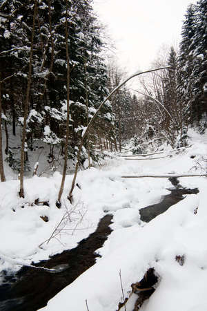 Rivers in winter, with snow and iceの写真素材