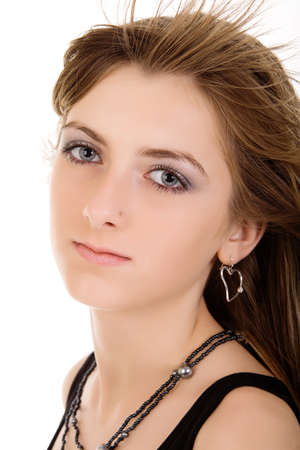 portait beautiful young woman. isolated jn whiteの写真素材