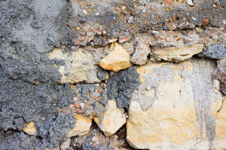 Stacked Natural Field Rock Wall Backgroundの写真素材