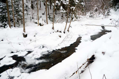 Rivers in winter, with snow and iceの写真素材